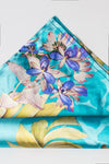 Pañoleta Azul en Satín con Estampado Floral - Pañoletas